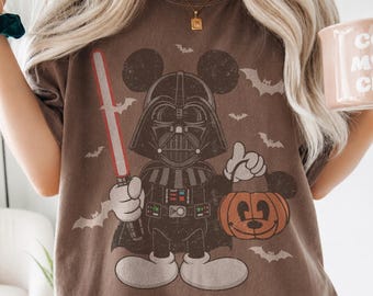 Retro Disney Mickey Star Wars Halloween Shirt, Comfort Colors Darth Vader Pumpkin Tee, Disneyland Family Matching Spooky Season 2026 Trip