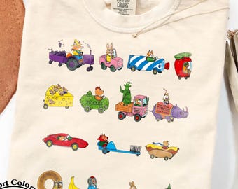 Richard Scarry Car Comfort Colors® Graphic Shirt, Busytown Vehicles Tee, Childrens Book, Preschool Teacher Shirt, Book Lover Gift For Fans
