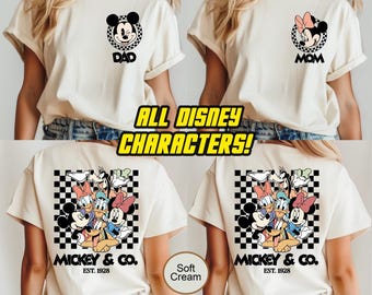 Retro Custom Mickey & Friends Shirt, Disney Vacation Shirt, Checkered Magic Kingdom Family Matching Trip Tee, Disney Family Vacation Shirt