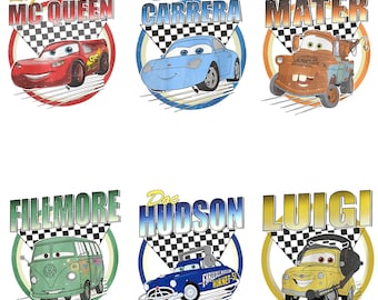Disney Cars PNG Bundle, Lightening McQueen PNG, McQueen Mater Doc Hudson Luigi Sally PNG, Disney Family Matching 2026, Cars Friends