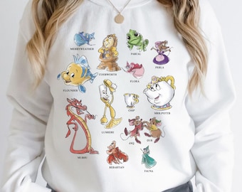 Disney All Princess Sidekick Identification Group Shot Retro, Magic Side Characters Sublimation Design, Whimsical Print File, Digital File