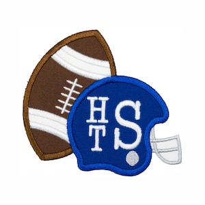 Football Monogram Patch, Embroidered Helmet, Custom Initials, Iron-On or Sew-On