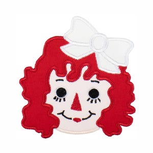 Raggedy Ann with White Bow Patch - Girls Patch - Character Patch -  Iron on patch - Sew on patch - Applique patch