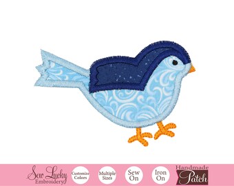 Little Blue Bird Patch - Sew on Patch - Iron on Patch - Applique Patch