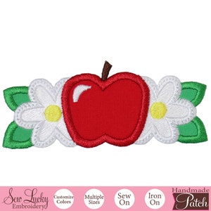 Apple Blossom Patch Iron On Red Fruit Embroidered Applique Flower Patch for Backpack Cute Sew On Patch Teacher Gift Spring Accessory