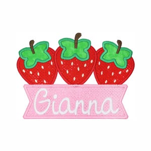 Strawberry Banner Personalized Patch: Custom Embroidered Name (Iron On / Sew On)