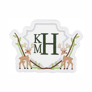 Personalized Deer Crest Embroidered Patch: Custom Monogram Nursery Decor