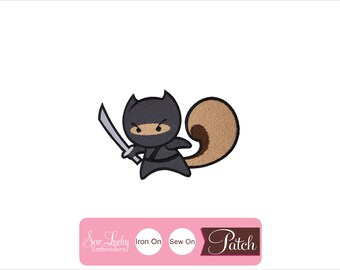 Ninja Squirrel Patch - Animal Patch - Iron on patch - Sew on patch -  Applique patch