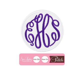 Circle Monogram Patch - Iron on patch - Sew on patch - Applique patch - Embroidered patch