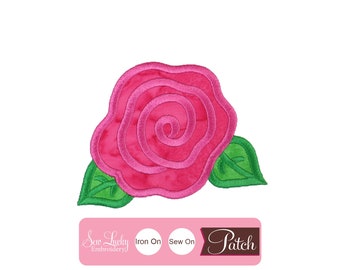 Watercolor Pink Rose Patch - Flower Patch - Iron on patch - Sew on patch - Applique patch