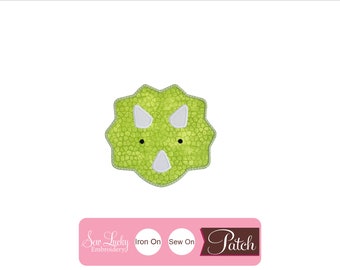 Triceratops Dinosaur Face Patch - Animal patch - Iron on patch - Sew on patch - Applique patch