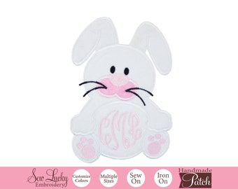 Cute Bunny Patch - Personalized patch - Monogram Patch - Easter patch - Animal patch - Iron on patch - Sew on patch - Applique patch