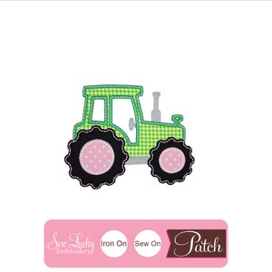 Girly Tractor Patch - Farmer Patch - Garden Patch - Iron on patch - Sew on patch - Applique patch