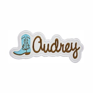 Western Cowgirl Boot Name Patch - Name patch - Personalized patch - Iron on patch - Sew on patch - Applique patch