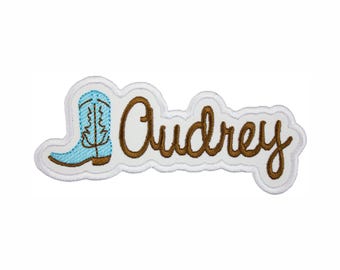 Western Cowgirl Boot Name Patch - Name patch - Personalized patch - Iron on patch - Sew on patch - Applique patch