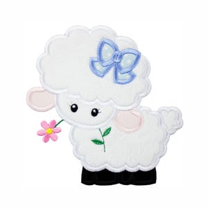 Girl Baby Lamb Patch | Easter Animal Iron / Sew On Applique for Kids