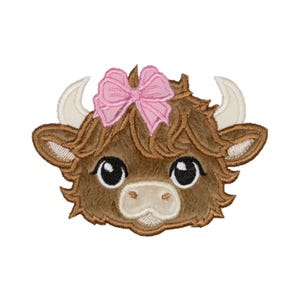 Highland Cow Patch | Cow Patch Pink Bow Western Patch Farm Animal Patch Cute Cow Face Patch