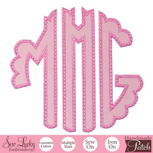 Pink Monogram Patch - Custom Patch - Letters Patch - Iron on patch - Sew on patch -  Applique patch