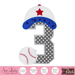 Baseball Number Patch - Birthday Patch - Number Patch - Iron on patch - Sew on patch -  Number patch