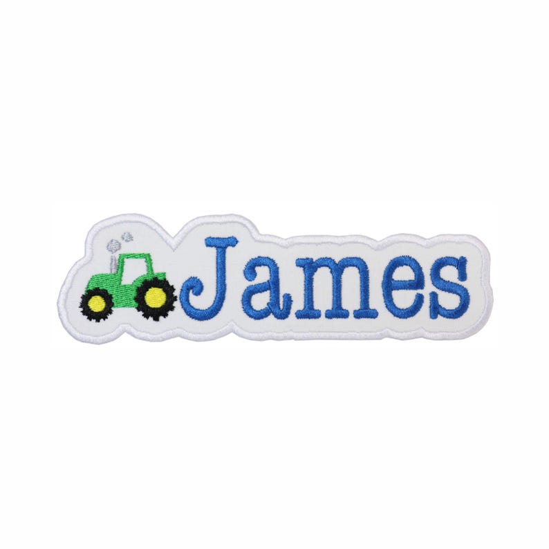 Personalized tractor name embroidered patch, custom green farm tractor applique patch with boy name, country farm patch for jackets backpacks and baby clothing