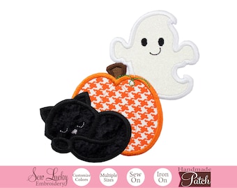 Scaredy Cat Patch - Pumpkin Patch - Halloween Patch - Ghost patch - Iron on patch - Sew on patch - Applique patch