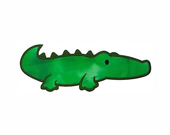 Alligator Embroidered Patch | Green Gator Wildlife Iron On or Sew On Applique