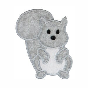 Gray Squirrel Patch - Animal Applique, Iron On / Sew On