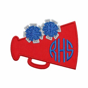 Personalized Megaphone Patch: Glitter Pom Poms, Custom Team Monogram