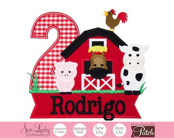 Barn Animal Farm Birthday Patch - Country patch - Rustic patch - Iron on patch - Sew on patch - Applique patch