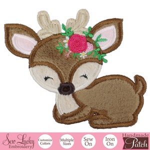 Sleeping Deer Patch - Iron on patch - Sew on patch - Applique patch