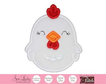 Cute Chicken Patch Farm Animal Embroidered Patch for Kids Clothes, Backpacks, Overalls, or Nursery Décor Iron-On or Sew-On