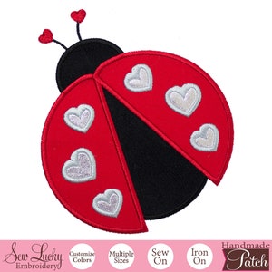 Ladybug with Hearts Patch - Insect patch - Iron on patch - Sew on patch -  Applique patch