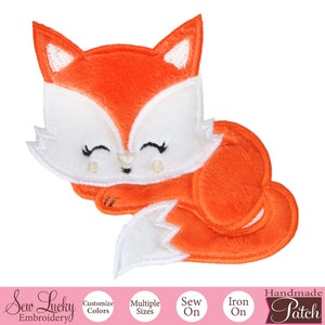 Sleeping Fox Patch - Animal Patch - Iron on patch - Sew on patch - Applique patch