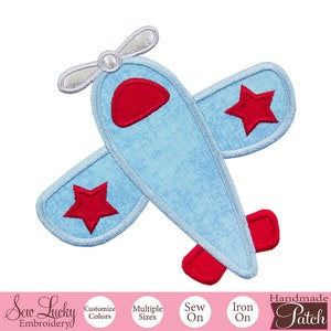 Toy Airplane with Red Stars Patch - Aviation patch - Iron on patch - Sew on patch - Applique patch