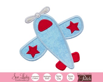 Toy Airplane with Red Stars Patch - Aviation patch - Iron on patch - Sew on patch - Applique patch