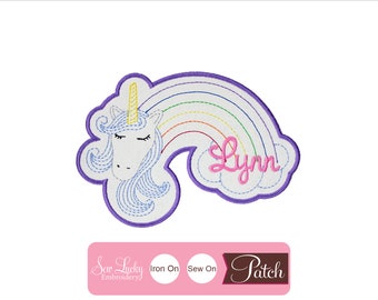 Unicorn Rainbow Patch - Name Patch - Personalized Patch - Iron on patch - Sew on patch - Applique patch