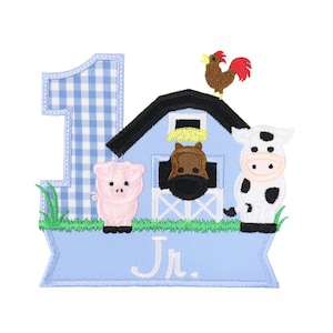 Personalized Barn Animal Farm Patch - Birthday Number Applique