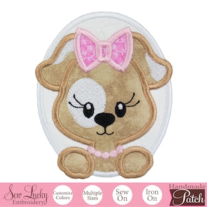 Girl Puppy Patch - Dog Patch - Animal Patch - Iron on patch - Sew on patch - Applique patch