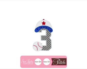 Baseball Number Patch - Birthday Patch - Number Patch - Iron on patch - Sew on patch -  Number patch