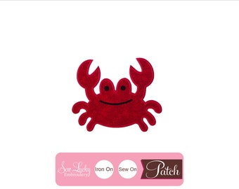 Crab Patch - Sea Animal Patch - Iron on patch - Sew on patch - Applique patch - Embroidered patch