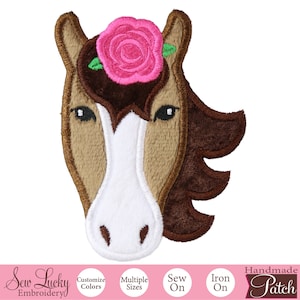 Horse with Rose Patch - Animal Patch - Iron on patch - Sew on patch - Applique patch