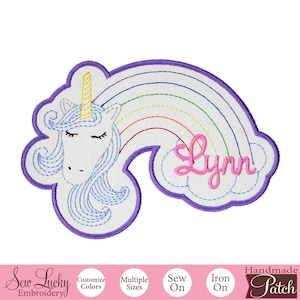 Unicorn Rainbow Patch - Name Patch - Personalized Patch - Iron on patch - Sew on patch - Applique patch