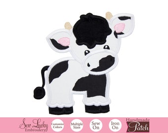 Boy Cow with horns Patch  - Farmer Patch - Animal Patch -  Iron on patch - Sew on patch -  Applique patch