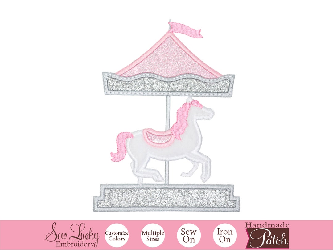 Kids On Round Carousel With Horses. Children Ride Merry-go-round In - Foto 4