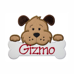 Personalized Dog Bone Patch - Custom Dog Appliqué - Iron On Or Sew On Animal Patch - Cute Puppy Patch - Customizable Sizes and Colors