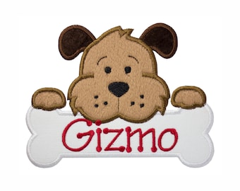 Personalized Dog Bone Patch - Custom Dog Appliqué - Iron On Or Sew On Animal Patch - Cute Puppy Patch - Customizable Sizes and Colors