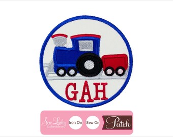 Train Circle Patch - Railroad Patch - Personalized Patch - Iron on patch - Sew on patch - Applique patch