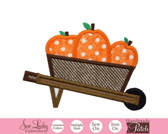 Pumpkin Cart Patch - Fall Patch -  Iron on patch - Sew on patch - Applique patch