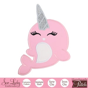 Pink Norwal Girl Patch - Animal Patch - Sew on Patch - Iron on Patch - Embroidered Applique