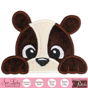 Boy Bear Peeker Patch - Animal Patch - Iron on patch - Sew on patch - Applique patch